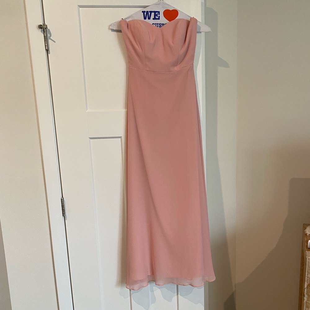 Light pink classic After Six bridesmaid dress.